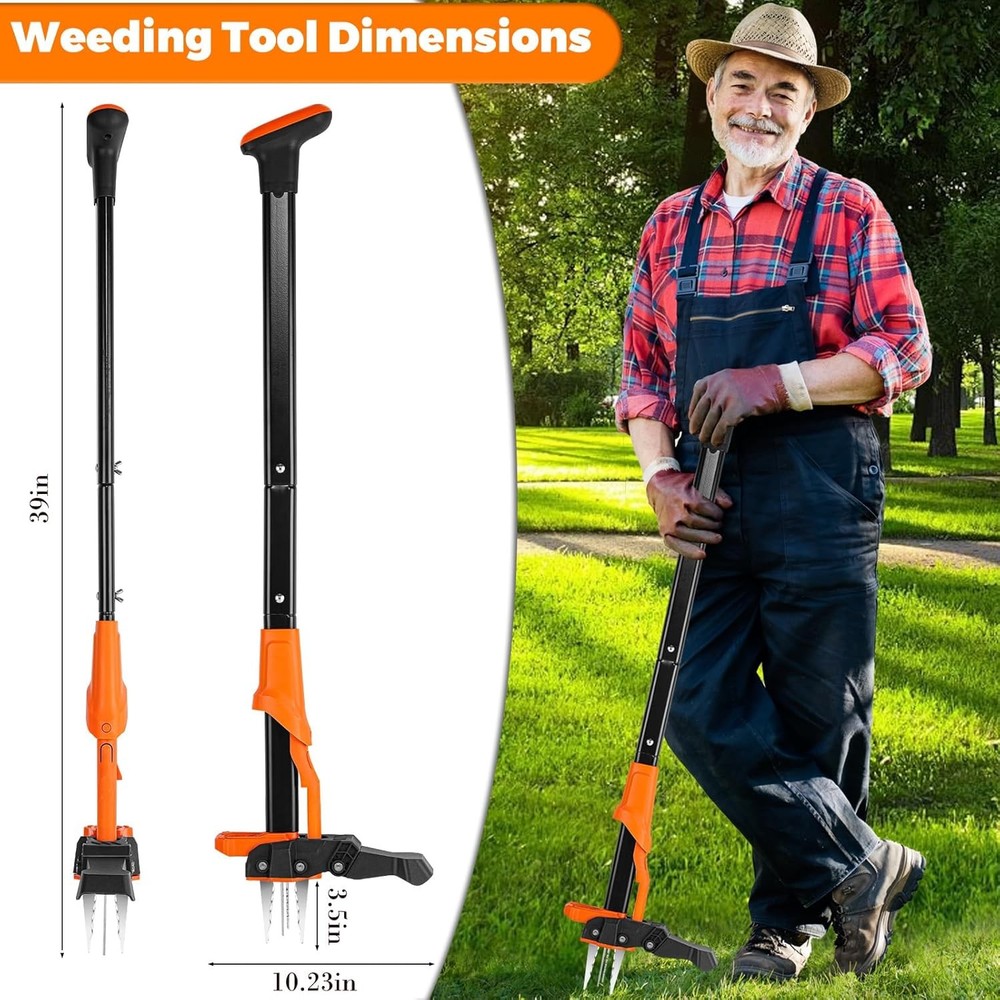 Weed Puller Tool, Stand up Weed Puller Heavy Duty, Weeding Tool with 39" Ergonom