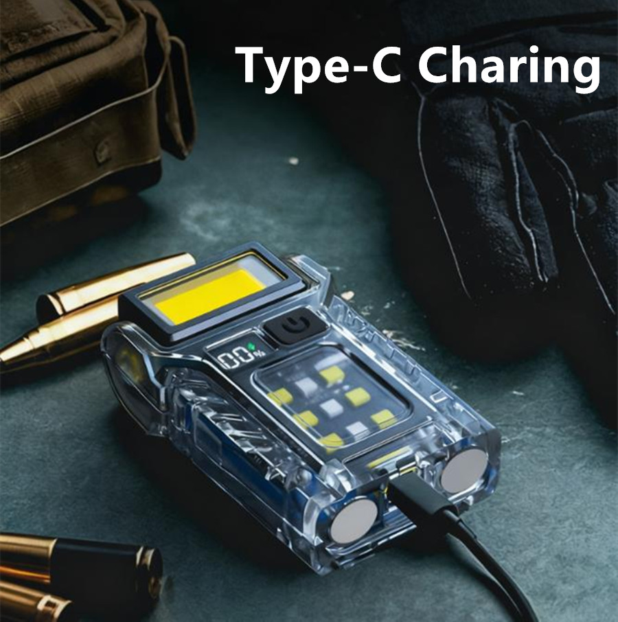 Portable Mini Pocket LED Flashlight Magnetic USB Rechargeable Torch Work Light