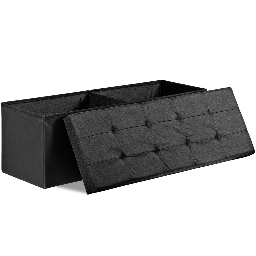 43" Folding Storage Ottoman Bench Footrest Storage Stools Home Decor Black