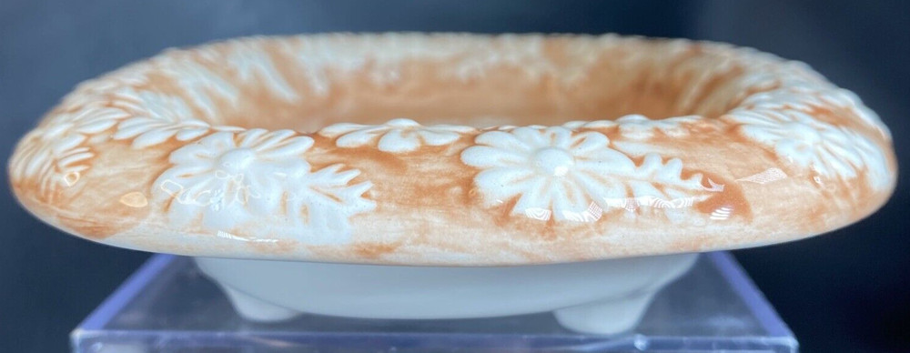 Ceramic Floral Footed Soap Dish Signed Elsa