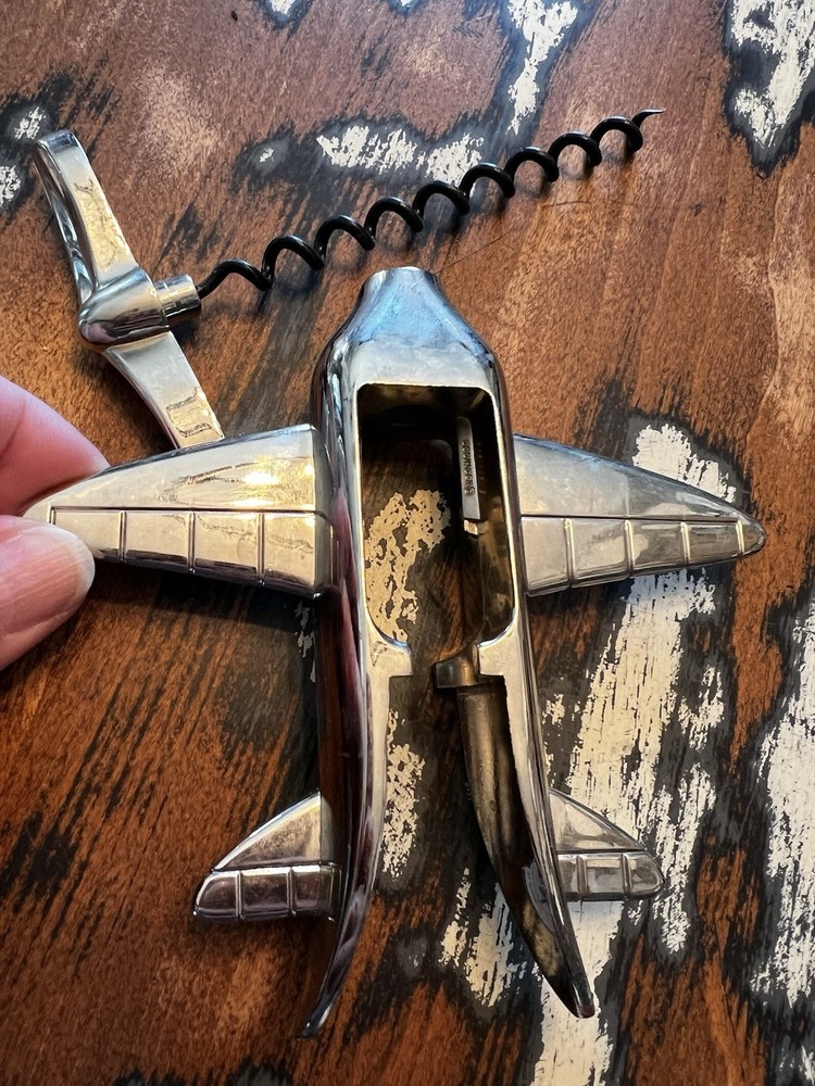 GODINGER SILVER ART Airplane Self Pull Cork Screw Silver
