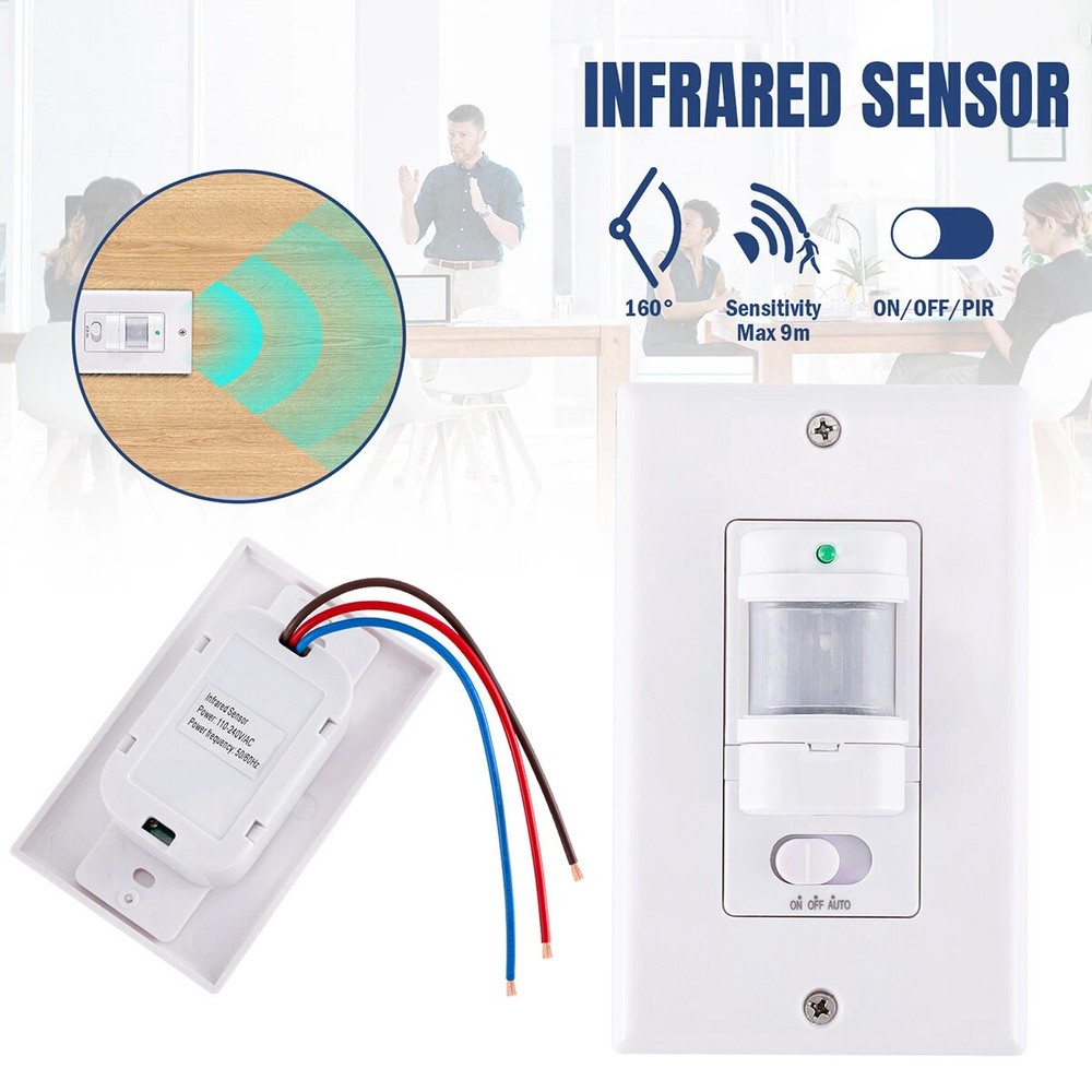 3PC Auto PIR Occupancy Vacancy Motion Sensor Light Switch Auto On/Off Infrared