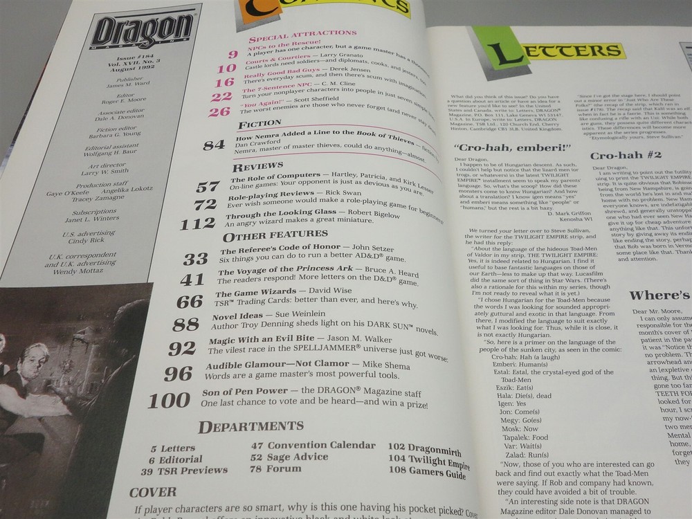 Dragon Magazine: Issue #184 - August 1992 (TSR)