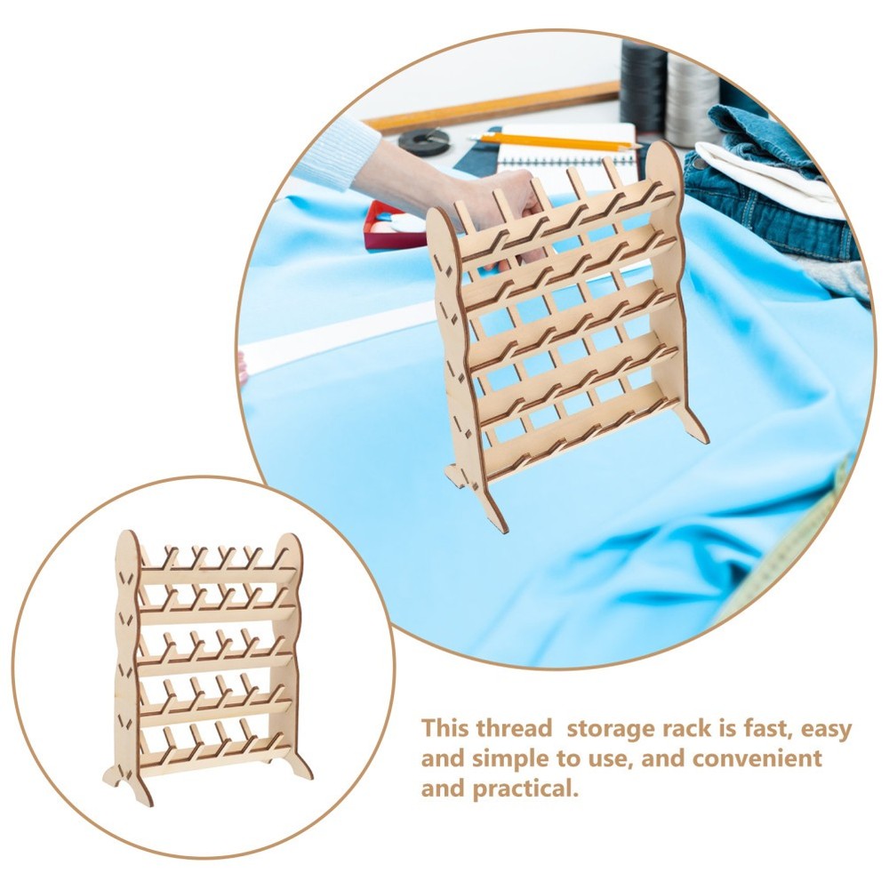 Wooden Spool Rack Organizer for Sewing Thread Craft Projects Easy to Use