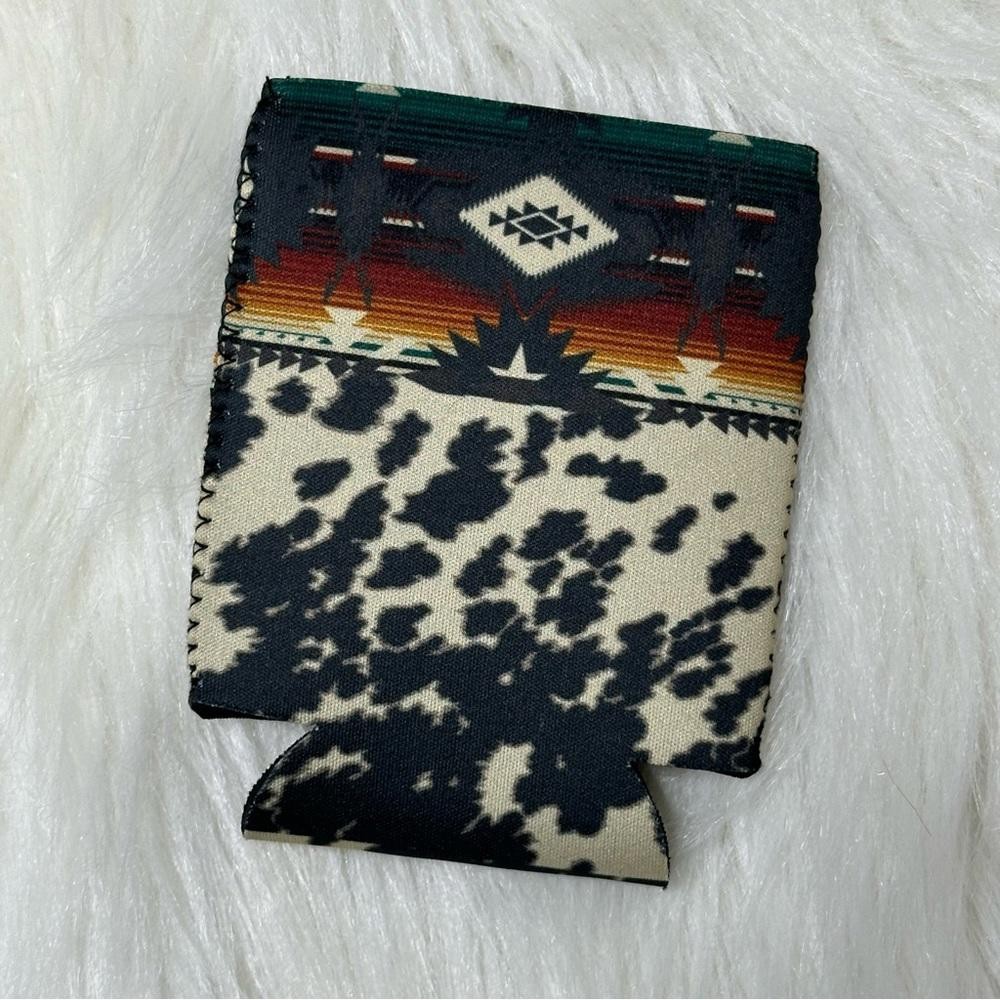 Crazy Train Koozie Cowhide / Aztec serape print - short