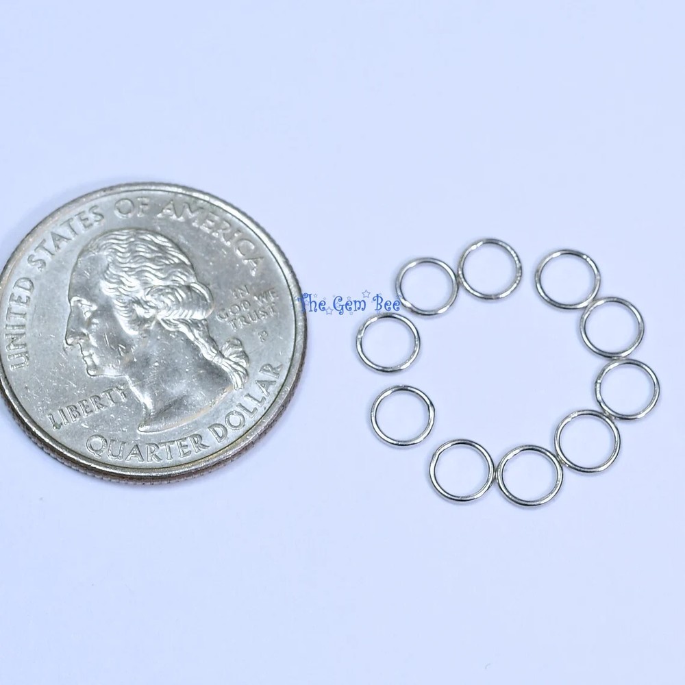 5MM 14K Solid White Gold Round CLOSED Jump Ring Finding Quantity: 5
