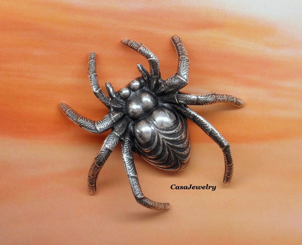 #4133 SMALL ANTIQUED STERLING SILVER PLATED SPIDER COMPONENT - 1 Pc