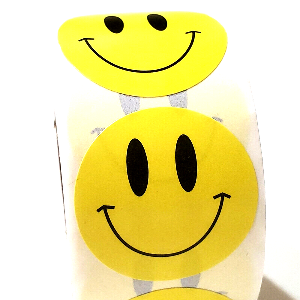 500-pcs/Roll Smiley Face Stickers 1"