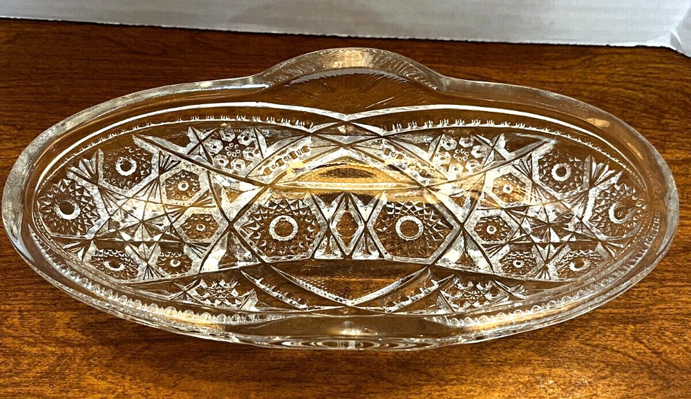 Celery/relish dish crystal oval
