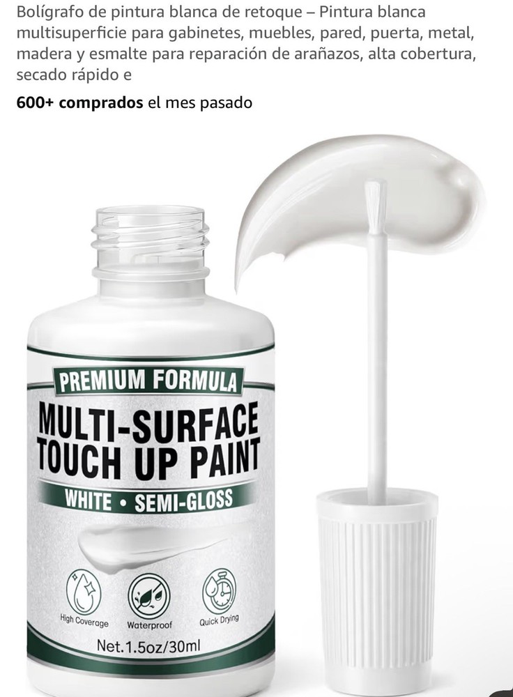 Multi-Surface Furniture Paint White Semi-Gloss 1.5oz High Coverage Waterproof