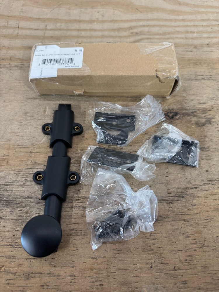 Emtek 8511US19 Surface Bolt with Strikes and Screws, Flat Black *READ*