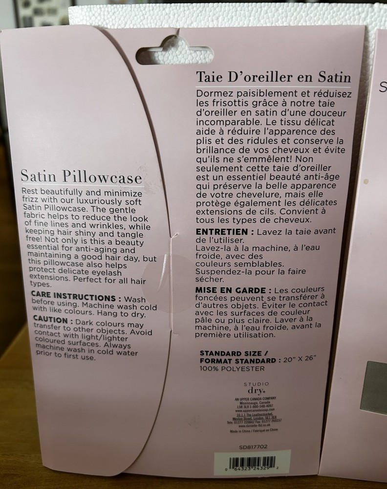 Studio Dry Satin Pillow Cases (2) Standard Size Grey NEW in Package
