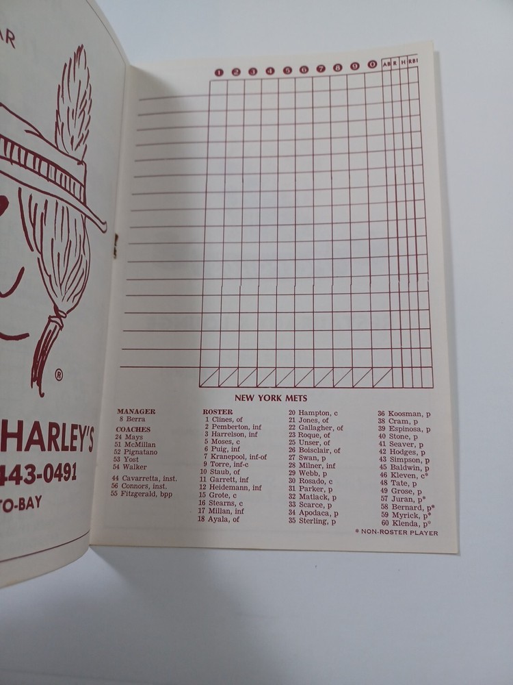 Mid 1970s Phillies Sping Training Program Unscored vs Mets Mike Schmidt