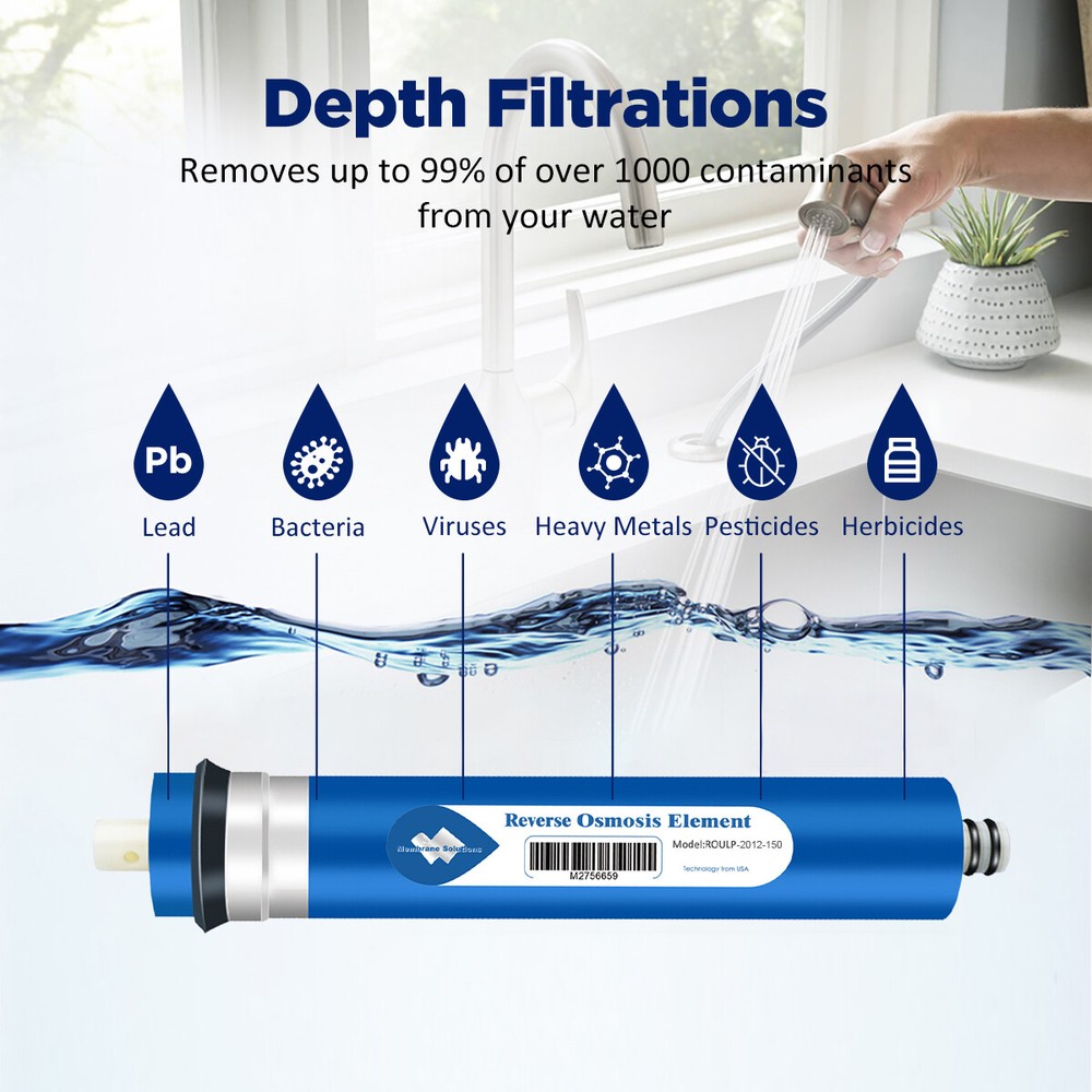 4 Pack 150 GPD RO Membrane Reverse Osmosis System Water Filter 12"x2" Cartridges