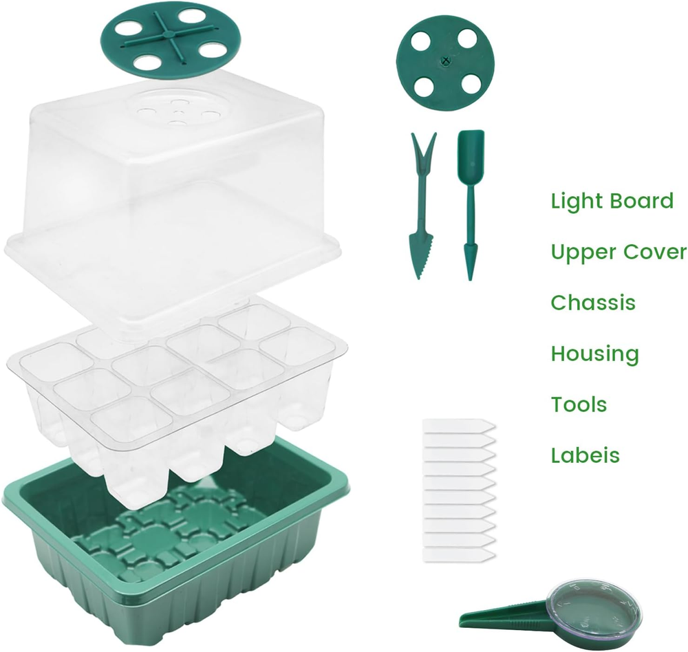 Seed Starter Tray, 5PCS Seed Starter Kit with Humidity Dome, Seedling Starter Tr