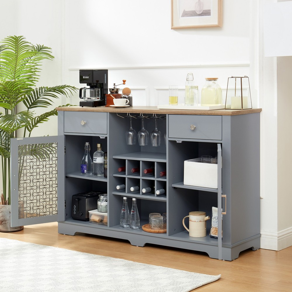 Modern Farmhouse Buffet Cabinet, Sideboard with 2 Drawers