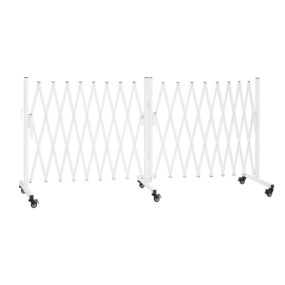Expandable Safety Barrier 18FT Double Barricade w/ Locking Casters