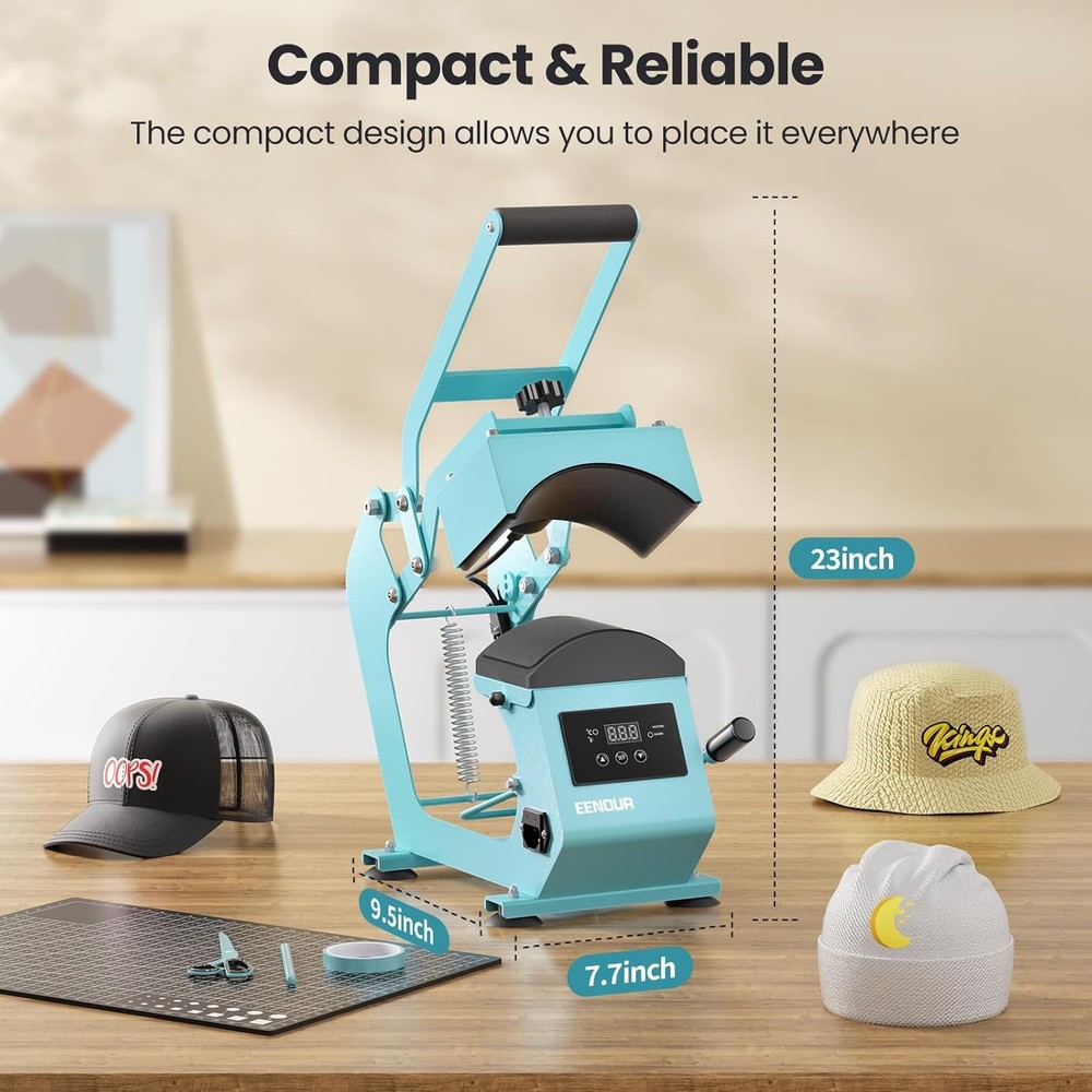 New - Hat Press Heat Transfer Machine for Caps Precise Temp & Auto Timer Control