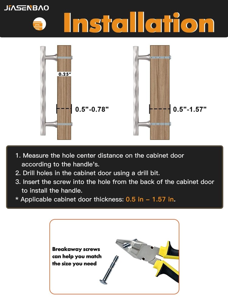 Hammered Silver Cabinet Pulls - 5 in Hole Center, 10 Pack for Kitchen & Bathroom