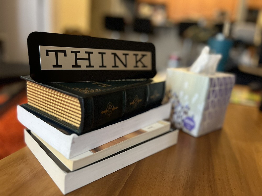 IBM THINK SIGN PLAQUE - Rare Authentic Computer Desk Accessory Executive Gift