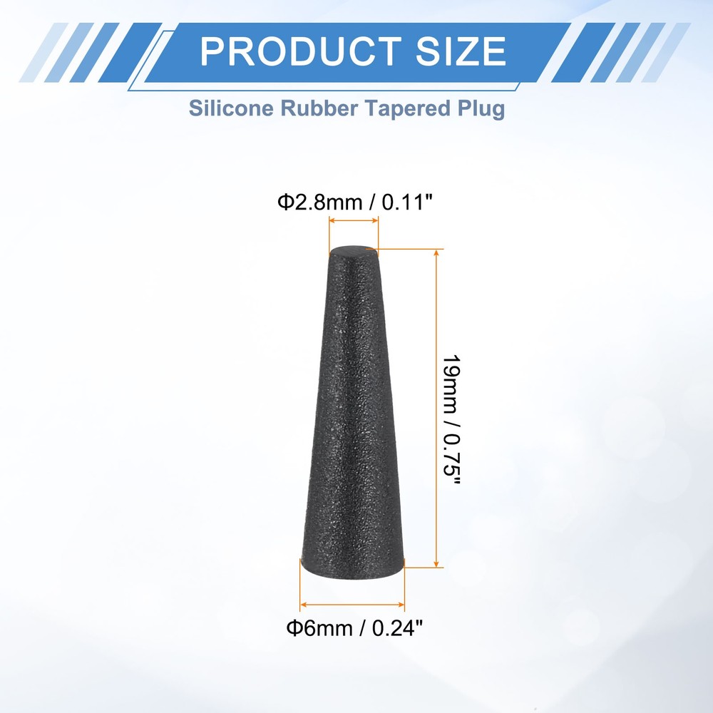 Rubber Stoppers 2.8mm to 6mm, 6 Pcs 19mm Solid Tapered Lab Rubber Plugs