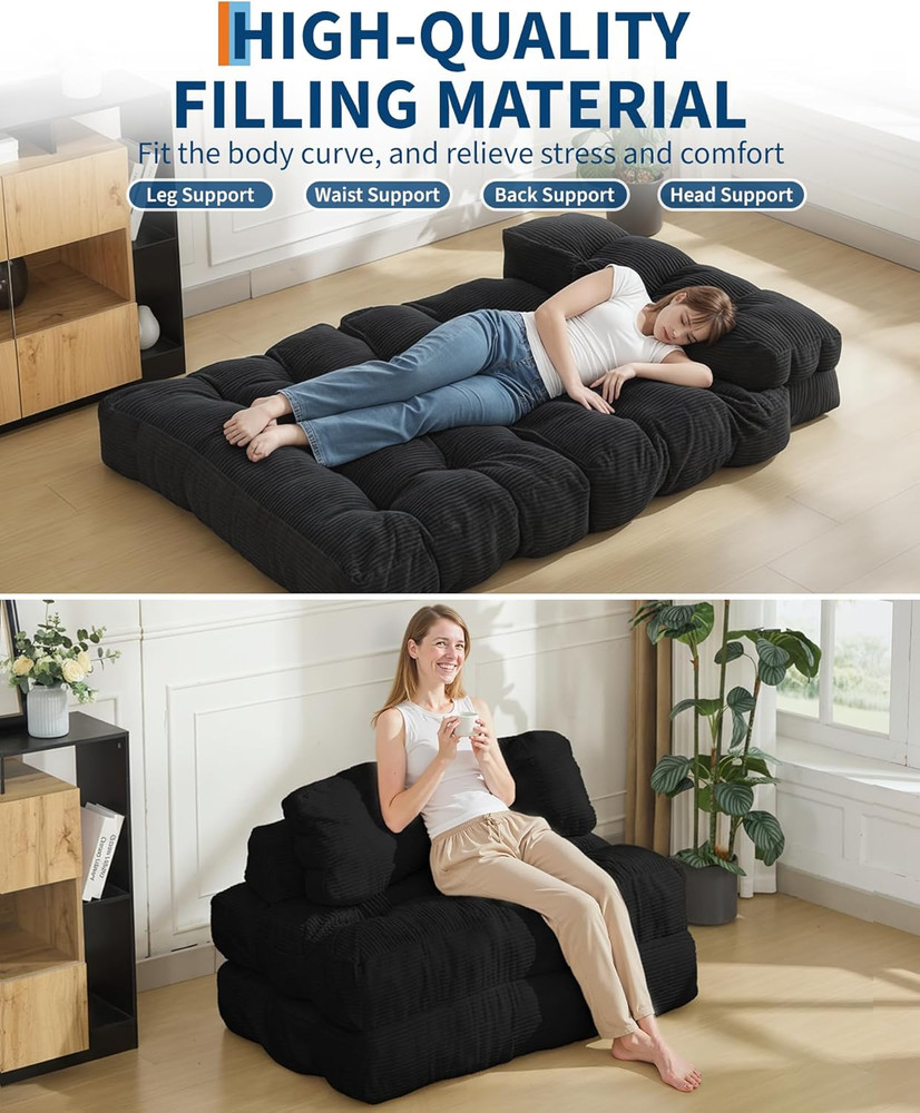 Compact Dark Grey Folding Sofa Bed - No Assembly Required, Versatile & Stylish