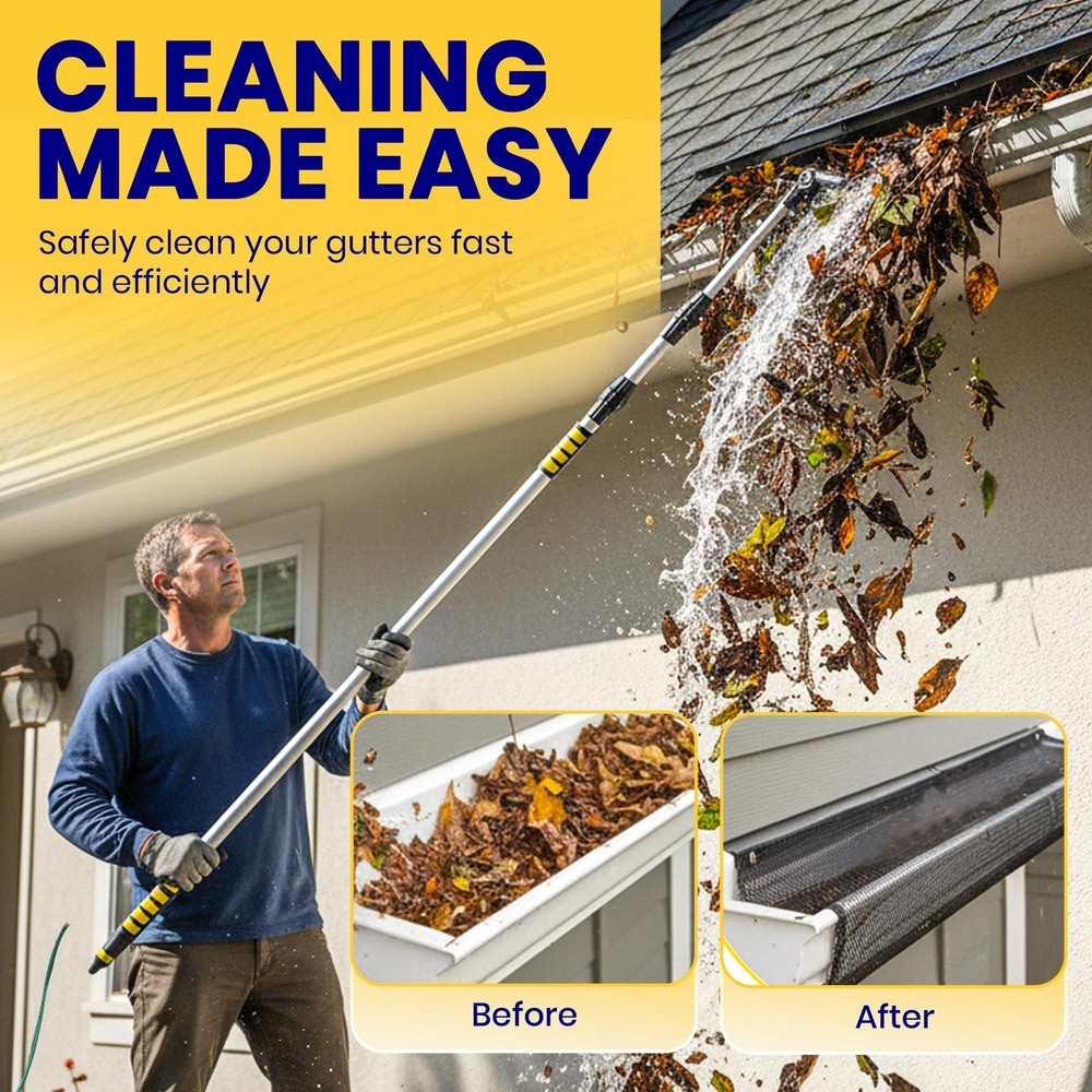 20ft Reach Telescopic Gutter Cleaning Tools from the Ground – Rain Gutter