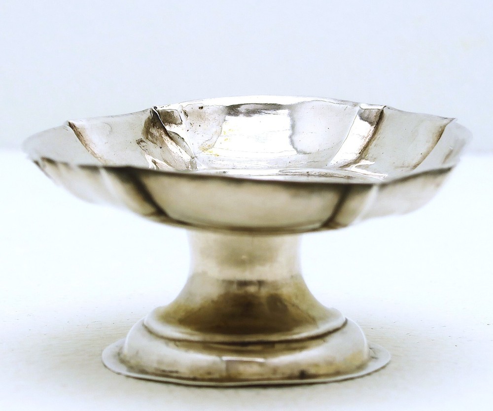 Danish Solid Silver Raised Pedestal Bowl Dish Marked Johan Roschke Dated 1755