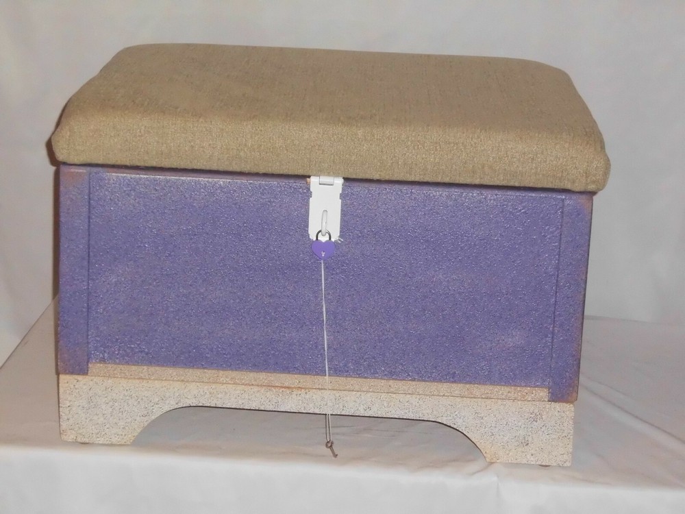 Purple Cream Ottoman/ Storage Box ( Primitive)