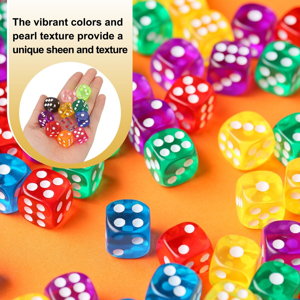 48Pcs Polyhedral Dice 12mm Pearl Pattern Square Dice, Dark Green