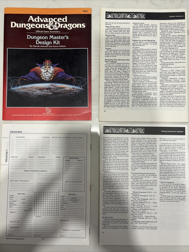 Advanced Dungeons & Dragons - Dungeon Masters Design Kit 9234 - TSR 1988
