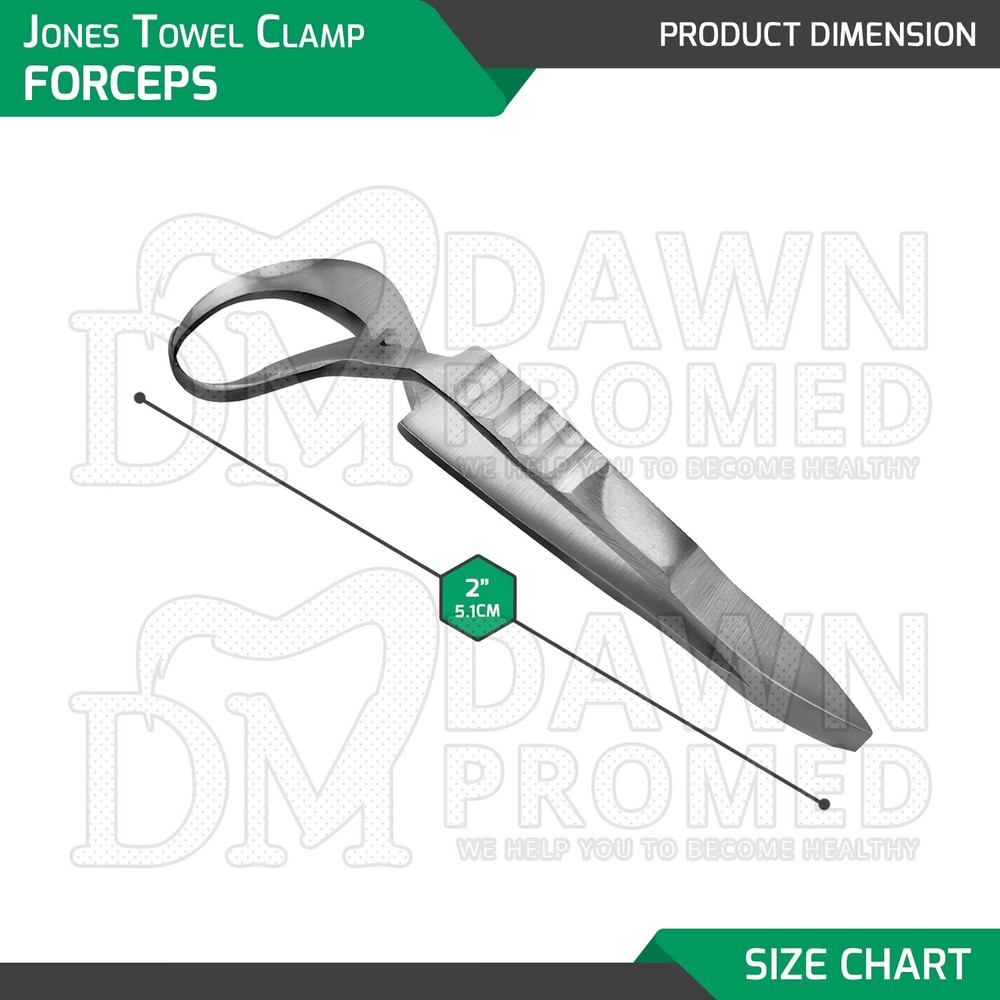 3 Pcs Jones Towel Clamp 2″ Sharp Pointed Tips Veterinary Surgical Instruments