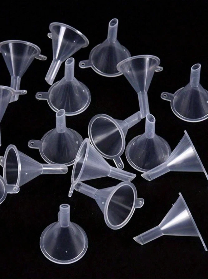 5pcs Mini Plastic Funnels - Small Transparent Funnels for Essential Oils & Spice