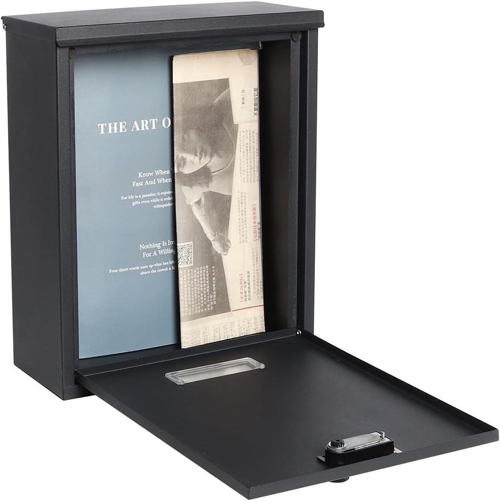 Locking Mailbox Wall Mount Combination Lock Drop Box Large Large, 07 Black