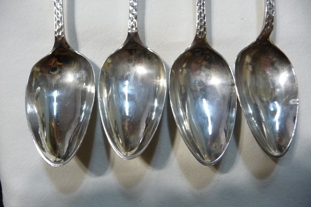 4-Antique Scottish Provincial Silver J. Cornflute, Perth, Teaspoons Initials"AF"