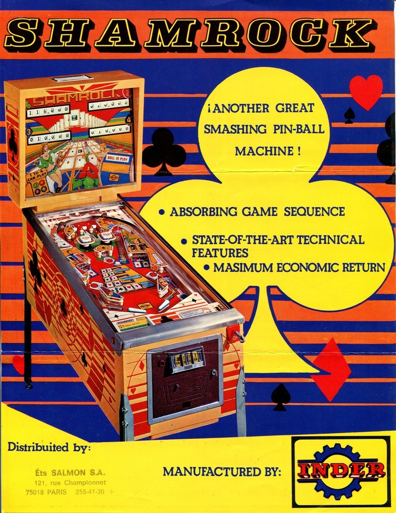 Shamrock Inder Pinball Flyer/ Ad / Brochure