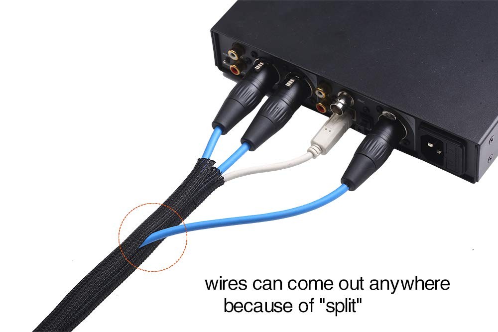 Alex Tech 10ft 1/2" Split Cord Protector Cable Sleeve - Cat Chew Guard - Black