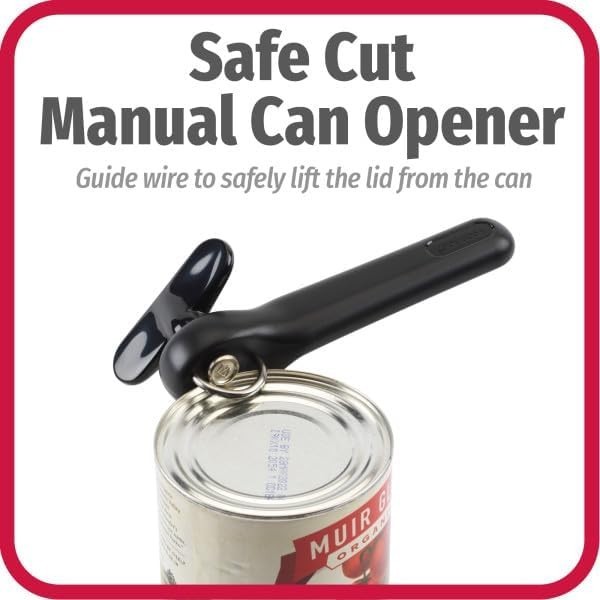 Ergonomic Safe Cut Manual Can Opener - No Sharp Edges, Effortless Lid Disposal