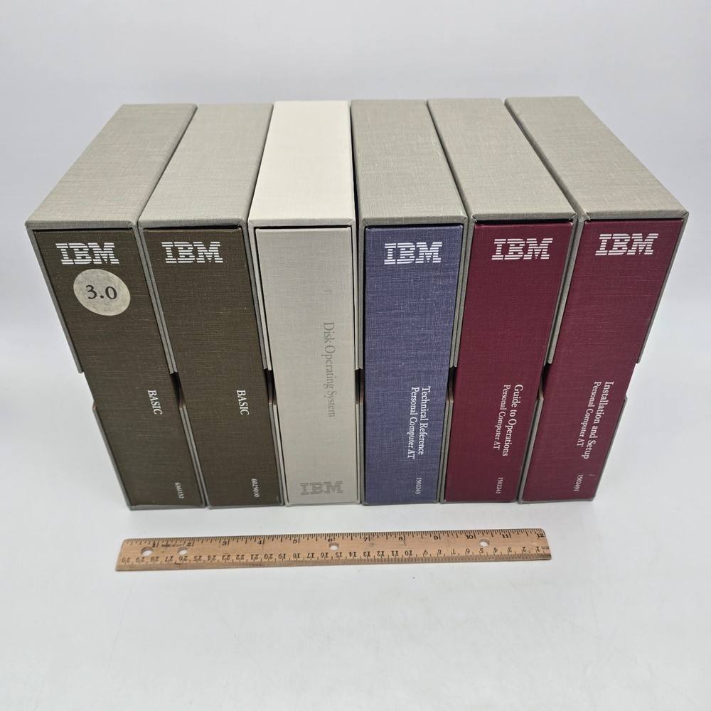 IBM PC AT DOS 3.0 BASIC Manual Set Disk Software Hardware Ref Library Binder Lot