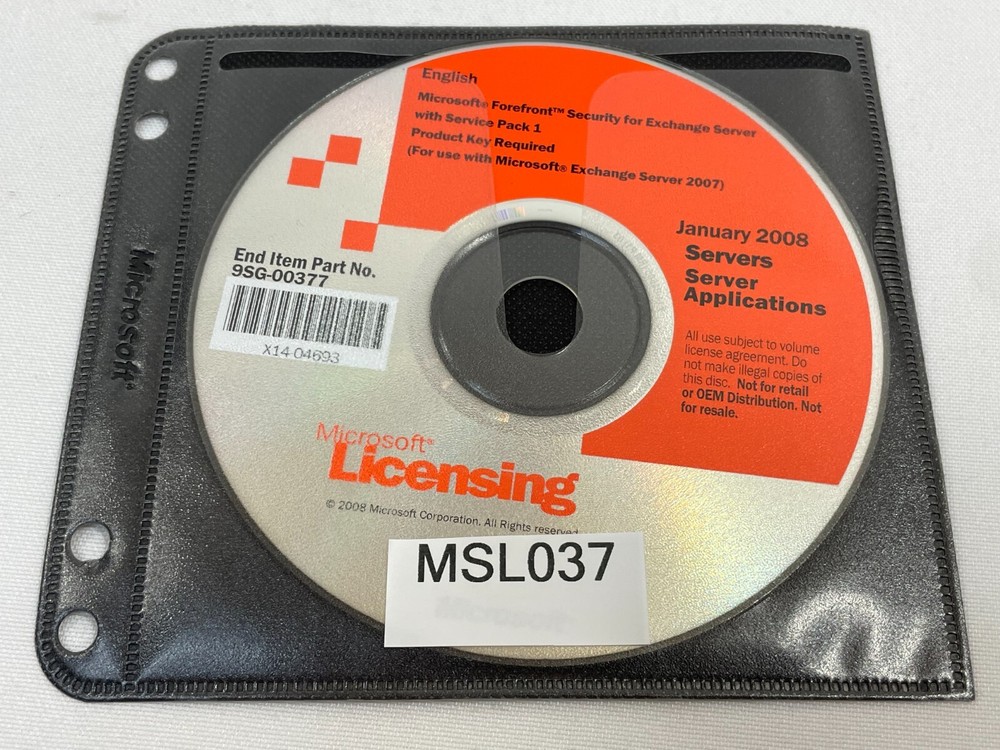 Microsoft Forefront Security for Exchange Server with Service Pack 1 DVD w/ KEY!