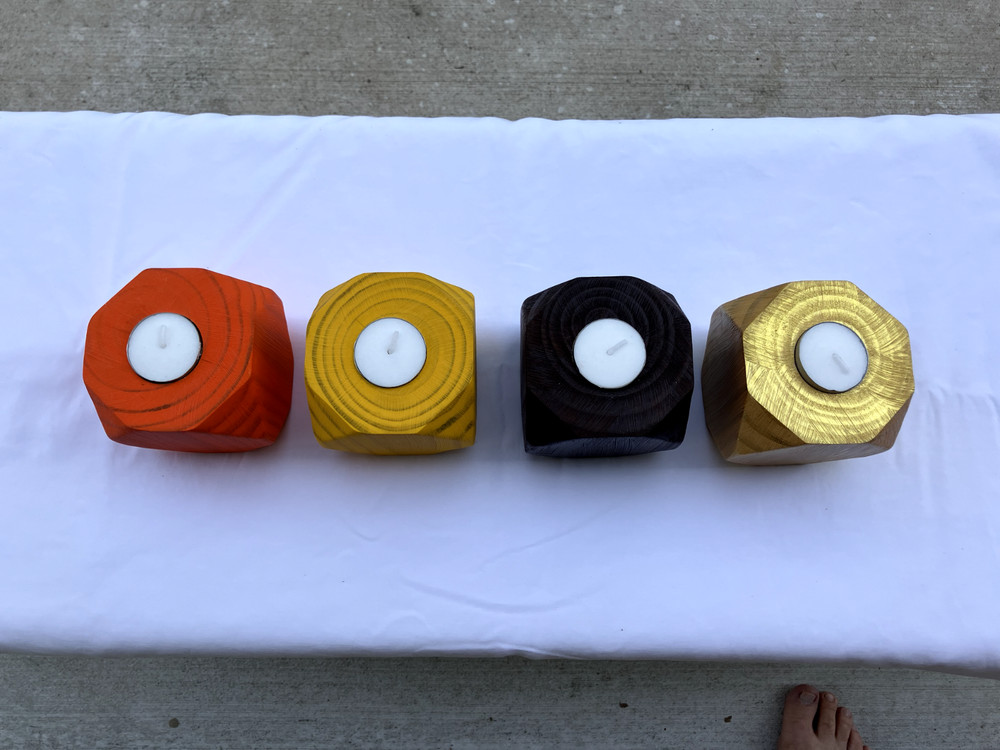 wood tea candle holders handmade fall colors
