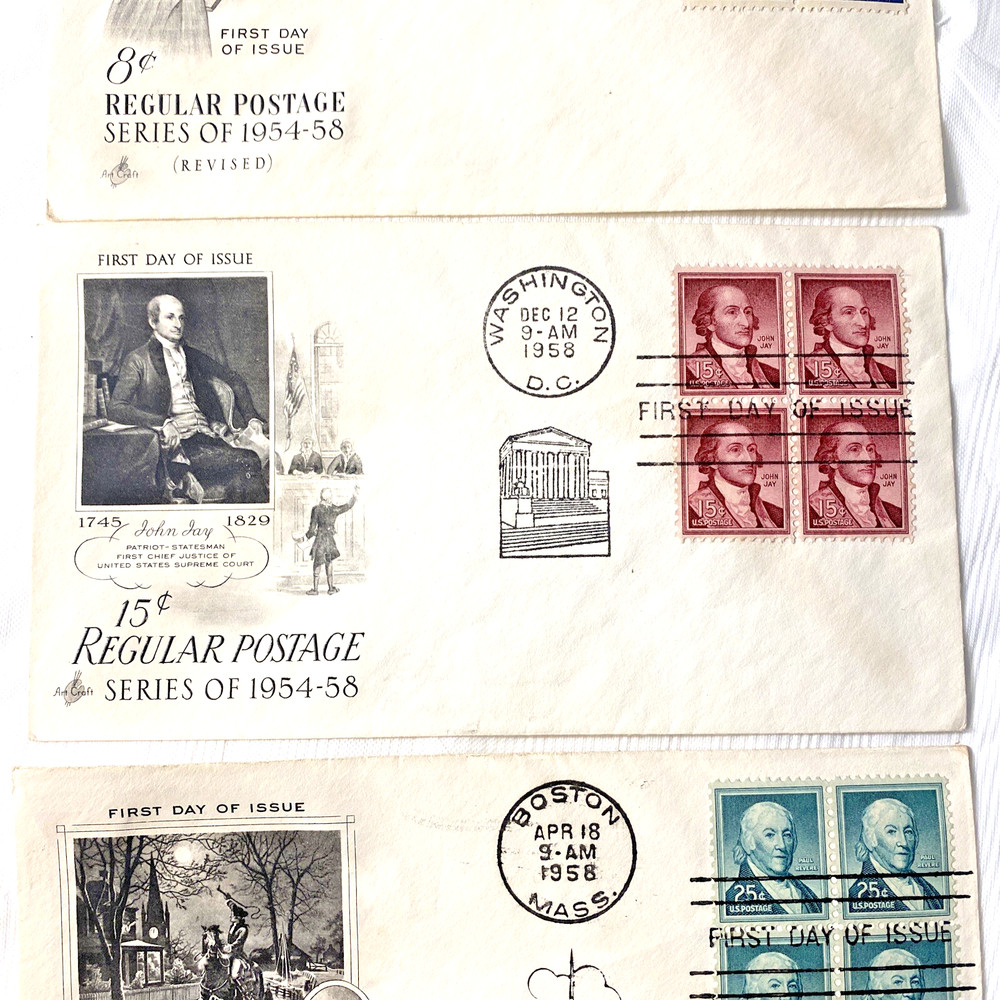 1958 Art Craft First Day Issue Regular Postage Stamp Lot 3 Cachets