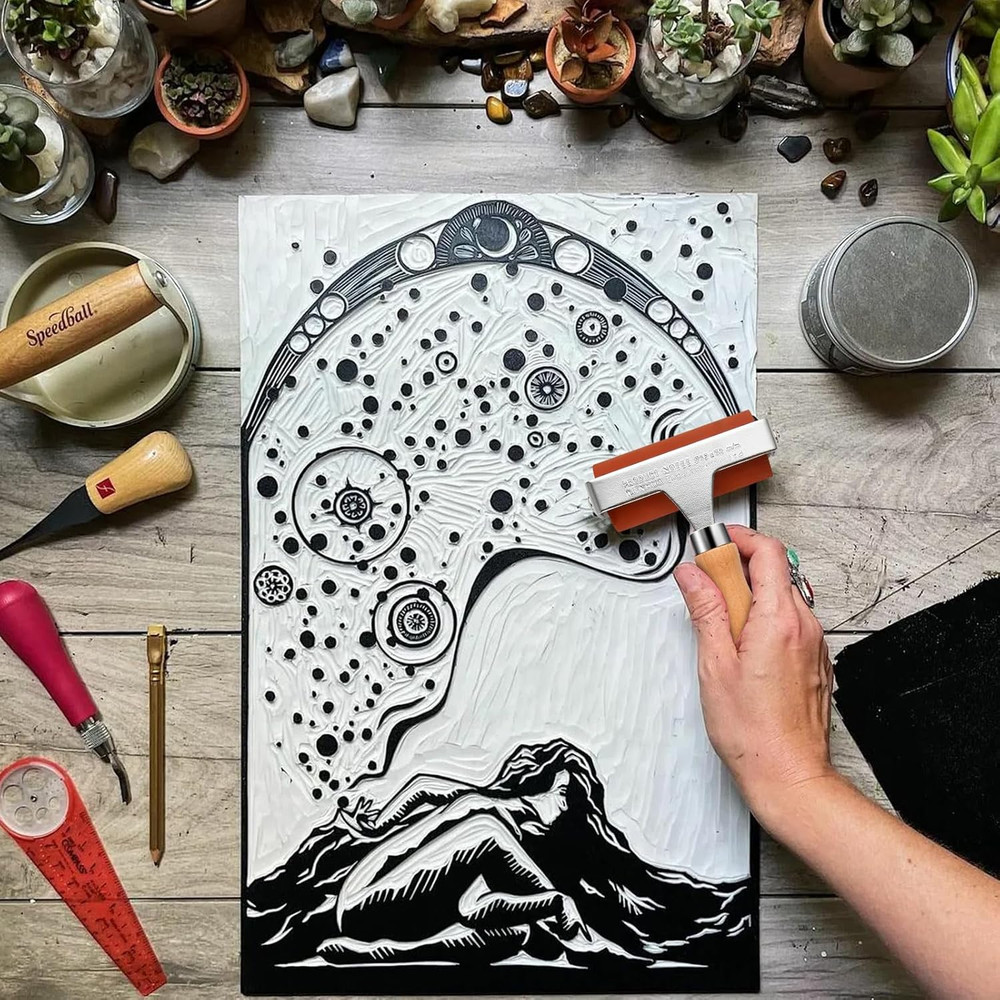 3Pcs Rubber Brayer Roller, Mix Size Rubber Roller Tool for Printmaking, Roller