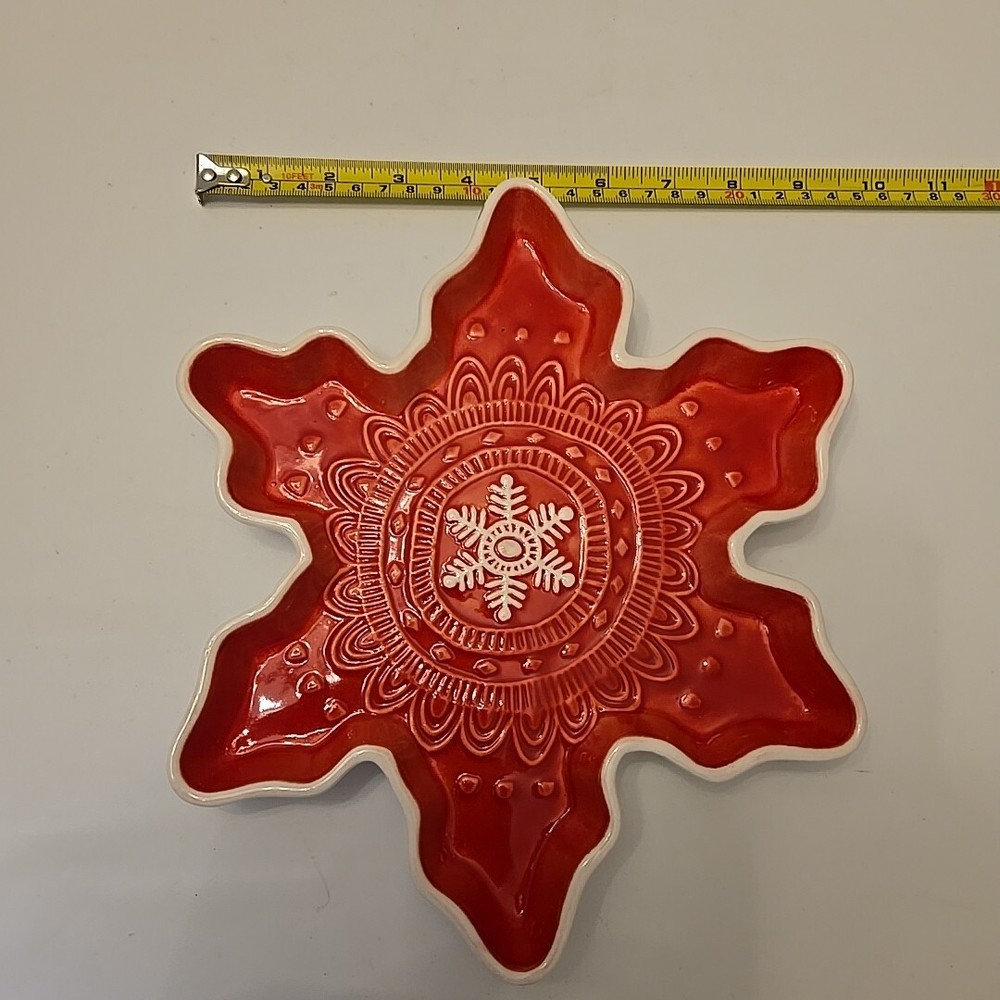 Red Snowflake Hallmark Christmas Serving Tray