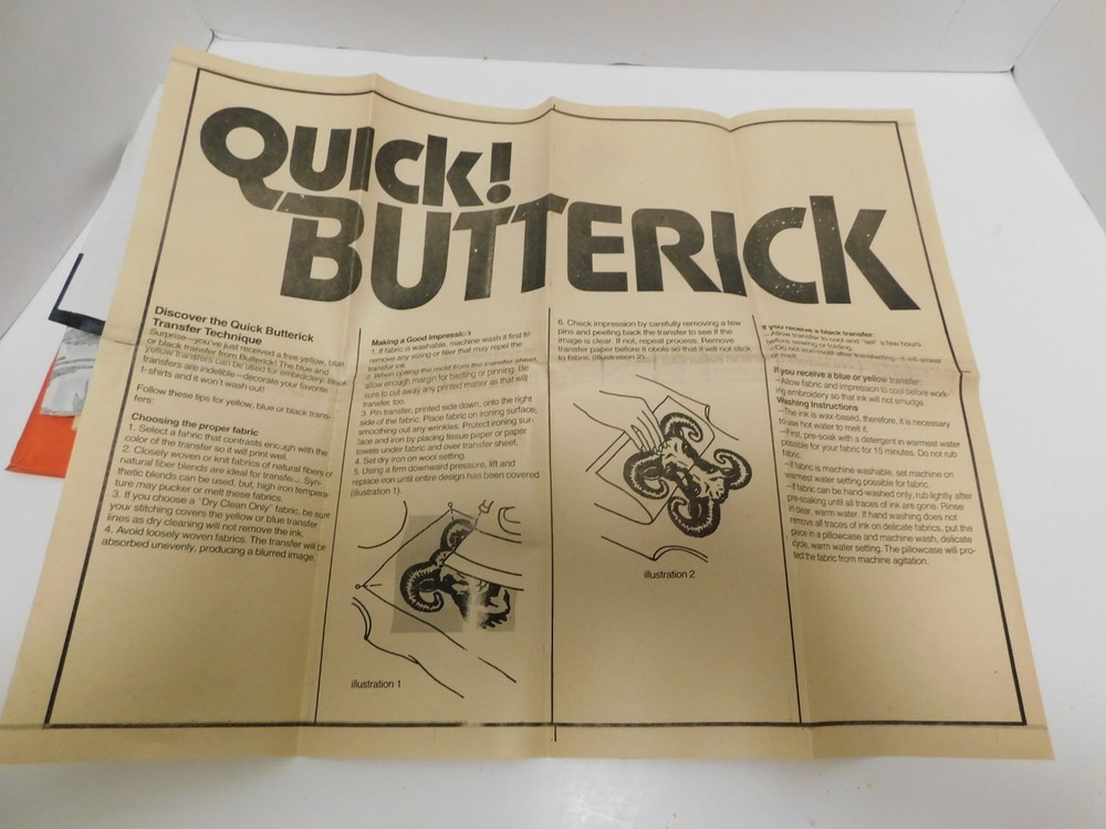 Quick Butterick Hot IronTransfer Sheets 4627