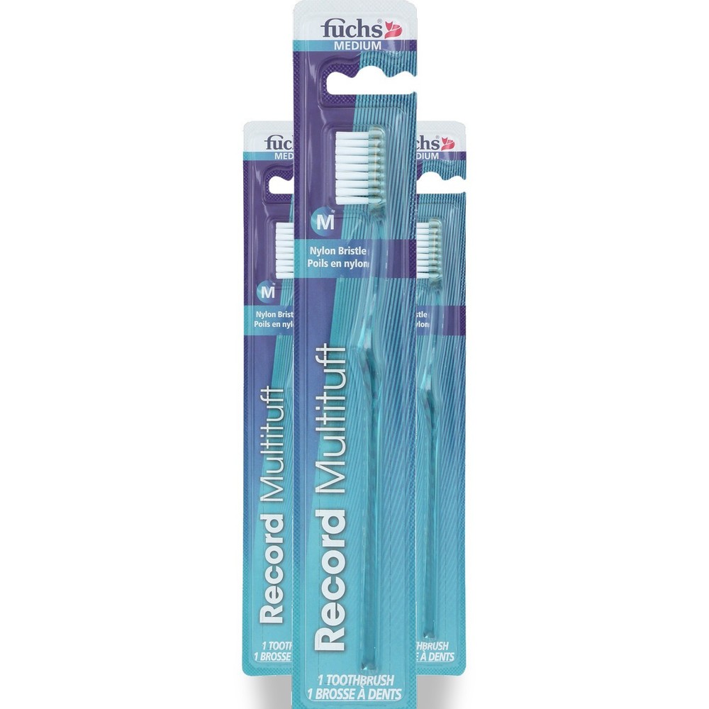 Fuchs Nylon Bristle Toothbrush Medium Adult 1 Ct 3 Pack