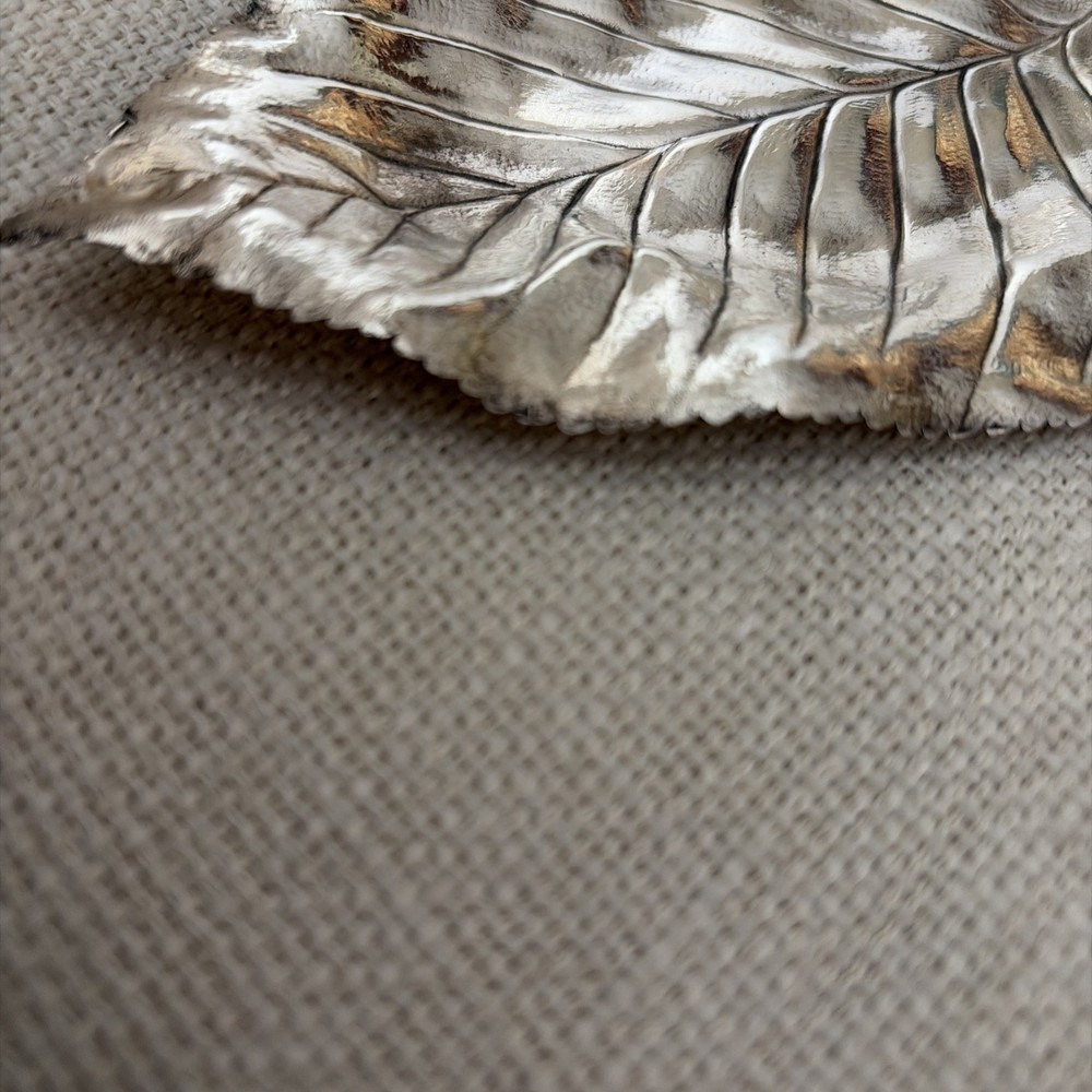 VINTAGE ANTIQUE STERLING SILVER LEAF DISH