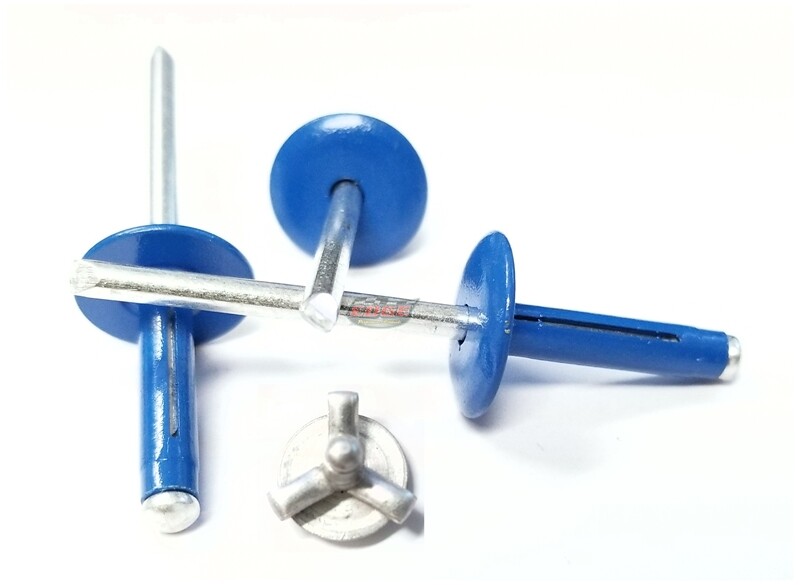 Chevron Blue 3/16" Large Head Tri-Fold Exploding Aluminum Mandrel Pop Rivets ...
