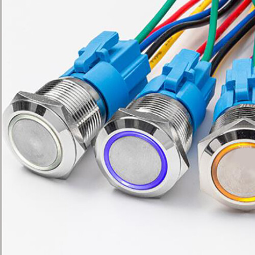 19mm 12V LED ON OFF Push Button Power Switch Latching with Wire Socket Harness