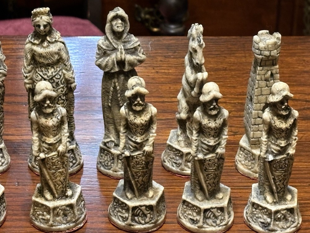 Vintage Aztec Mayan Chess Pieces .